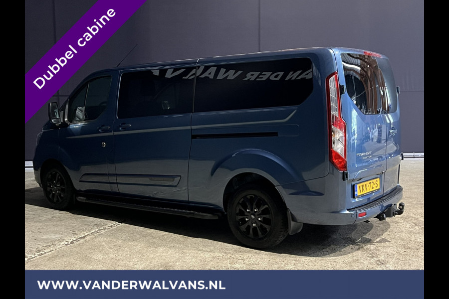 Ford Transit Custom 2.0 TDCI 130pk Automaat L2H1 Platinum Edition Dubbele cabine Euro6 Airco | Leer | 2x Zijdeur | Camera, Navigatie, Cruisecontrol, Trekhaak. Parkeersensoren, LED, Sidebars, LM velgen, Stoelverwarming, Verwarmde voorruit, 5-Zits