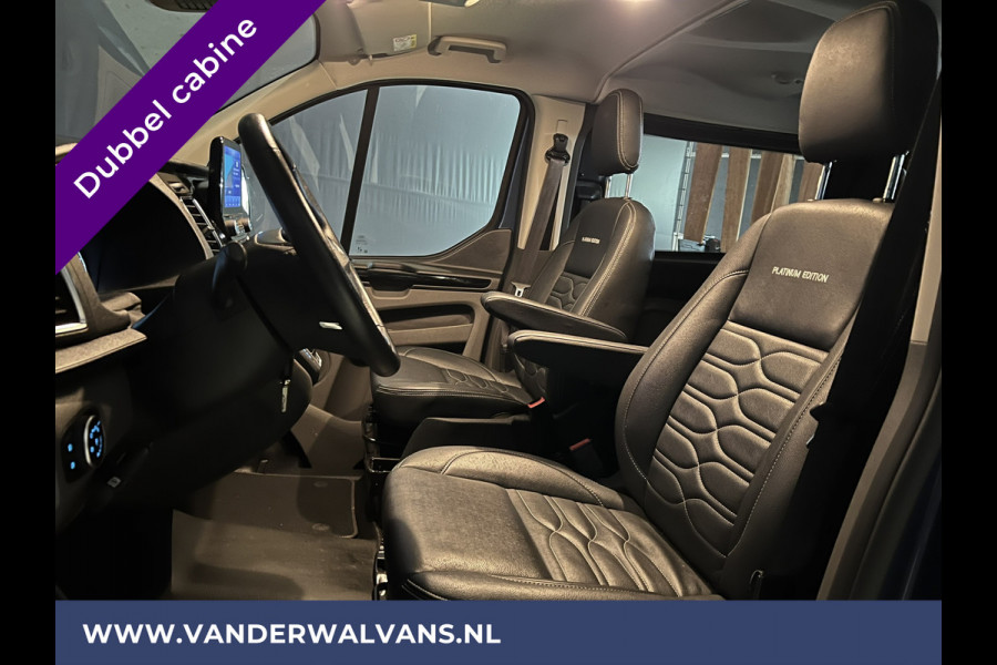 Ford Transit Custom 2.0 TDCI 130pk Automaat L2H1 Platinum Edition Dubbele cabine Euro6 Airco | Leer | 2x Zijdeur | Camera, Navigatie, Cruisecontrol, Trekhaak. Parkeersensoren, LED, Sidebars, LM velgen, Stoelverwarming, Verwarmde voorruit, 5-Zits