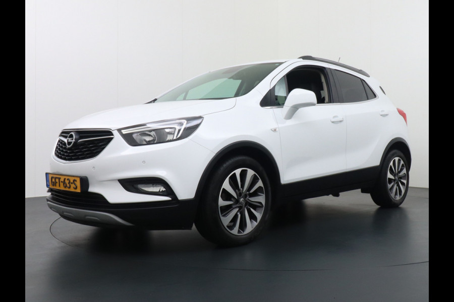 Opel Mokka X T141PK Leder Navi Apple Carplay-Android 18"LMV Ecc PDC Regensensor Led AGR-Stoelen+Verwarmd Bluetooth Cruise Control Regen-Licht Stuurverwarming Keyless Elec. Ramen en Spiegels + inklp. Innovation Cosmo Super Compleet, €30.000 nieuw!