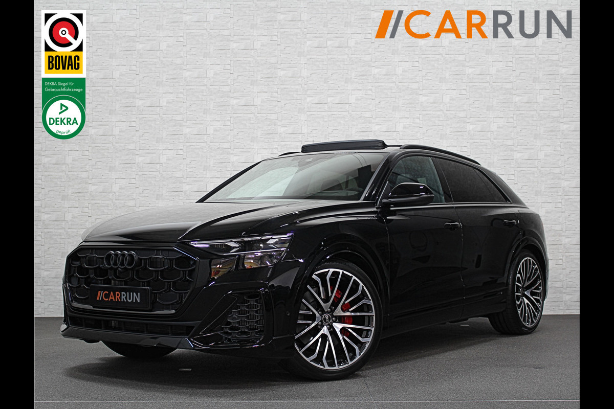 Audi Q8 60 TFSI e Competition | Nieuw! | 360 View | RS-Stoelen | OLED | SQ8 Uitlaattips | Panorama | Massage | ACC | B&O Sound | Stoelve Achterasbesturing | 23'' | Alcantara Stuurwiel | Head-Up | Soft-Close | Memory | Trekhaak | Keyless-Entry | Stoelverwarming V+A | Luchtvering |