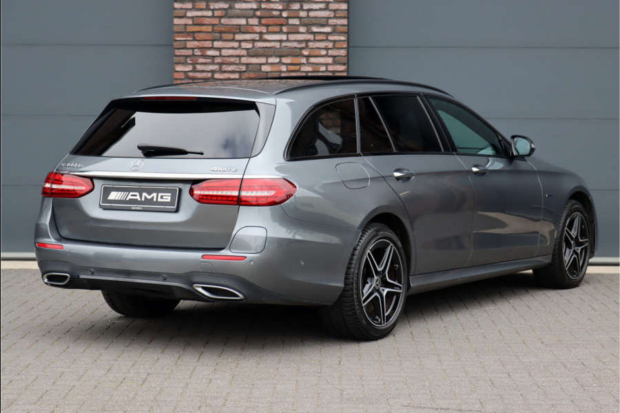 Mercedes-Benz E-Klasse Estate 300 de 4MATIC Premium+ AMG Line Aut9 | Panoramadak | Distronic+ | Memory | Burmester | Trekhaak | Surround Camera | Keyless Go | Stoelverwarming | Sfeerverlichting | Rijassistentiepakket+ |