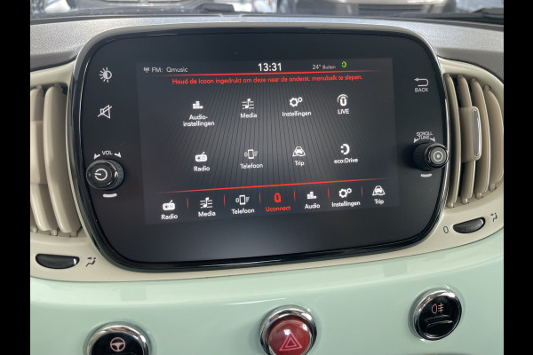 Fiat 500 Cabrio 1.2 Lounge Airco - Cruise control - ParkS-A - U-con./Radio/USB/AUX/TEL - MFL-Stuurwiel - LMV - CD+AB - Ramen E-VZ - B-Stoel IHV - B-Assist