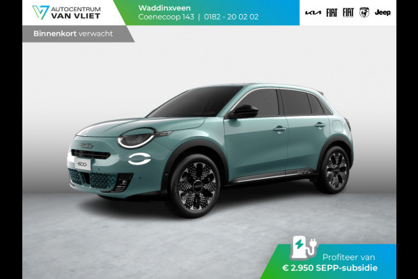 Fiat 600E La Prima 54 kWh | Clima | Adapt. Cruise | Camera | BSM | 18" | Stoelverwarming | Apple Carplay | Elektr. A-Klep | *SEPP Subsidie € 2.950,-