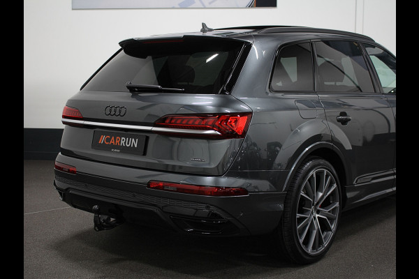 Audi Q7 55 TFSI e S-Line | 360 View | Panorama | ACC | RS-Leder | Trekhaak | Keyless-Entry | LED-Matrix | Luchtvering | Memory | Stoelverwarming V+A | 22'' | Sfeerverlichting | 3-Zone Clima | Lane Assist | Carplay | DAB |