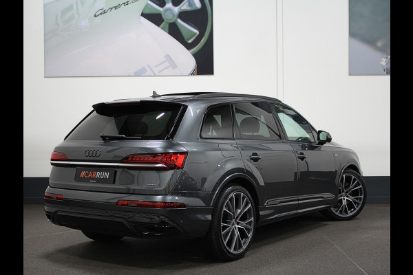 Audi Q7 55 TFSI e S-Line | 360 View | Panorama | ACC | RS-Leder | Trekhaak | Keyless-Entry | LED-Matrix | Luchtvering | Memory | Stoelverwarming V+A | 22'' | Sfeerverlichting | 3-Zone Clima | Lane Assist | Carplay | DAB |