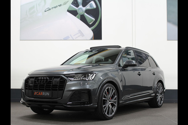 Audi Q7 55 TFSI e S-Line | 360 View | Panorama | ACC | RS-Leder | Trekhaak | Keyless-Entry | LED-Matrix | Luchtvering | Memory | Stoelverwarming V+A | 22'' | Sfeerverlichting | 3-Zone Clima | Lane Assist | Carplay | DAB |