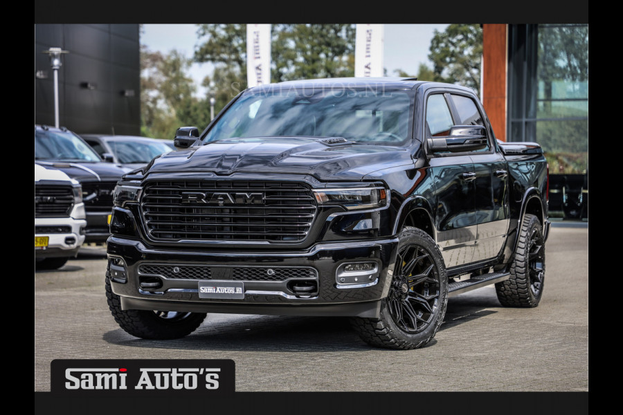 Dodge Ram 2025 LARAMIE NIGHT PREMIUM | BOM VOL + 14.4 INCH SCHERM BOM VOL | LUCHTVERING | HUD | HURRICAN 420PK 636 Nm TWIN TURBO | PRIJS M DUBBELE CABINE | PICK UP | 5 PERSOONS | DC | GRIJSKENTEKEN | VOORRAAD NR 2236 - 8748