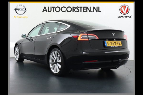 Tesla Model 3 SR+60kWh 325PK Trekhaak AutoPilot FSD.vb Leer PanoDak Adaptive cruise 19" Camera's Elektr.-Stuur+Stoelen+Spiegels+Geheugen+Easy- Ecc Navigatiesysteem full map LED-a+v Comfortstoel(en) ACC Dual-ECC DAB Voorverwarmen interieur via App Keyless via Telefoonsleutel One-Pedal-Drive