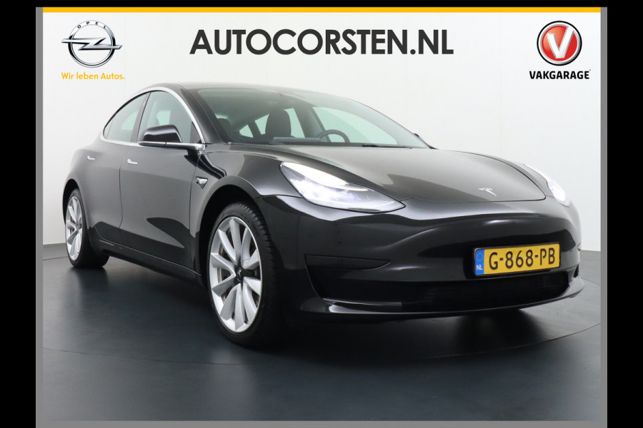 Tesla Model 3 SR+60kWh 325PK Trekhaak AutoPilot FSD.vb Leer PanoDak Adaptive cruise 19" Camera's Elektr.-Stuur+Stoelen+Spiegels+Geheugen+Easy- Ecc Navigatiesysteem full map LED-a+v Comfortstoel(en) ACC Dual-ECC DAB Voorverwarmen interieur via App Keyless via Telefoonsleutel One-Pedal-Drive