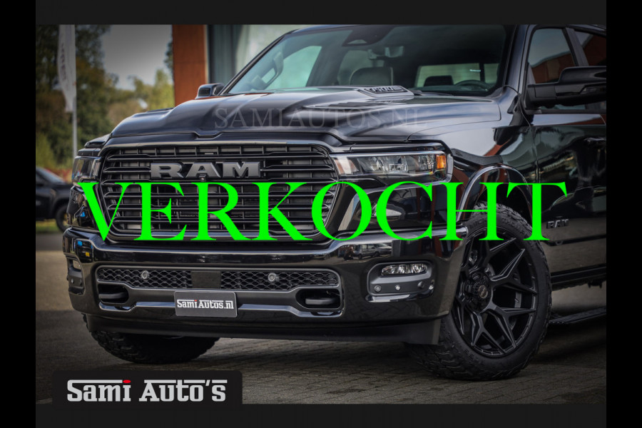 Dodge Ram LARAMIE NIGHT PREMIUM 2025 | BOM VOL + 14.4 INCH SCHERM BOM VOL | LUCHTVERING | HUD | HURRICAN 420PK 636 Nm TWIN TURBO | PRIJS M DUBBELE CABINE | PICK UP | 5 PERSOONS | DC | GRIJSKENTEKEN | VOORRAAD NR 2213 - 4964