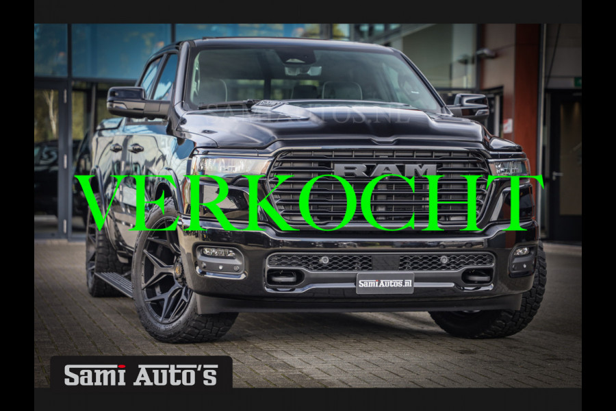 Dodge Ram LARAMIE NIGHT PREMIUM 2025 | BOM VOL + 14.4 INCH SCHERM BOM VOL | LUCHTVERING | HUD | HURRICAN 420PK 636 Nm TWIN TURBO | PRIJS M DUBBELE CABINE | PICK UP | 5 PERSOONS | DC | GRIJSKENTEKEN | VOORRAAD NR 2213 - 4964