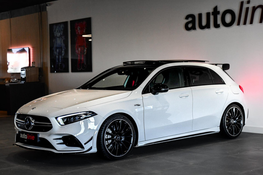 Mercedes-Benz A-Klasse AMG 35 4MATIC Aero. Perf stuur, Pano, Burm, 360, Dodeh, CarPlay, Multibeam, Sfeer!