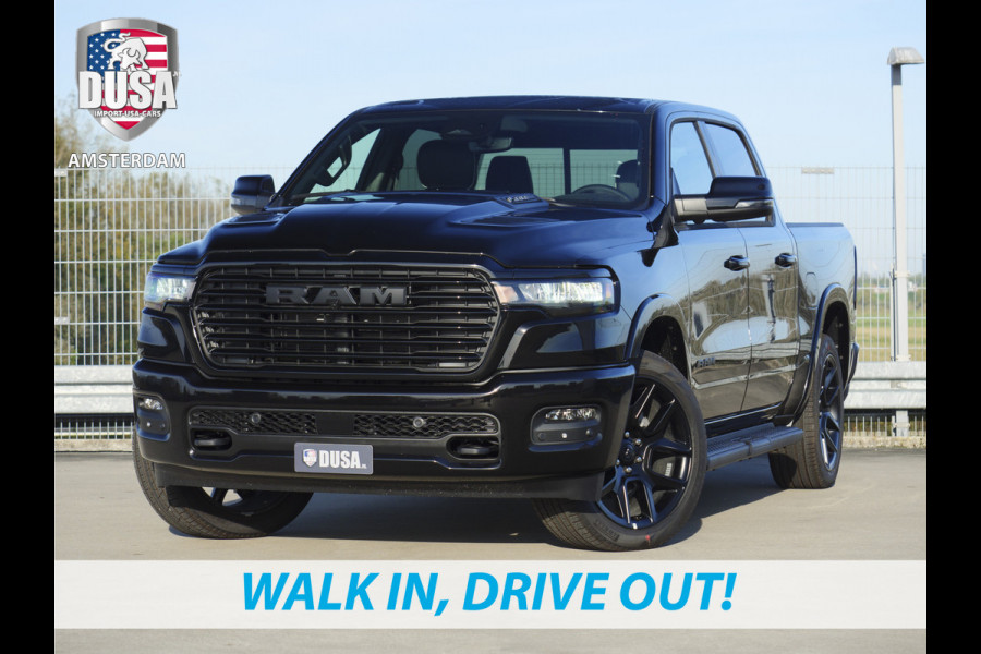 Dodge Ram 1500 | Laramie | Night Edition | Crew Cab | 4X4 | 2025 Panorama | 14,4-inch Touchscreen | Passenger Display Meerprijs extra opties / Accessoires zoals Deksel, Backflip, Fenders, wraps, Stripings etc