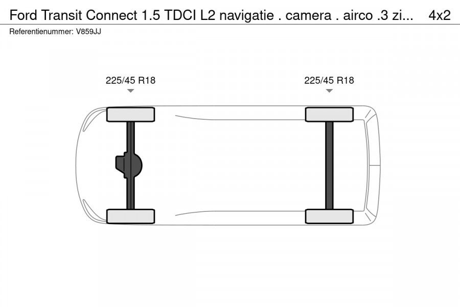 Ford Transit Connect 1.5 TDCI L2 navigatie . camera . airco .3 zits. 100pk