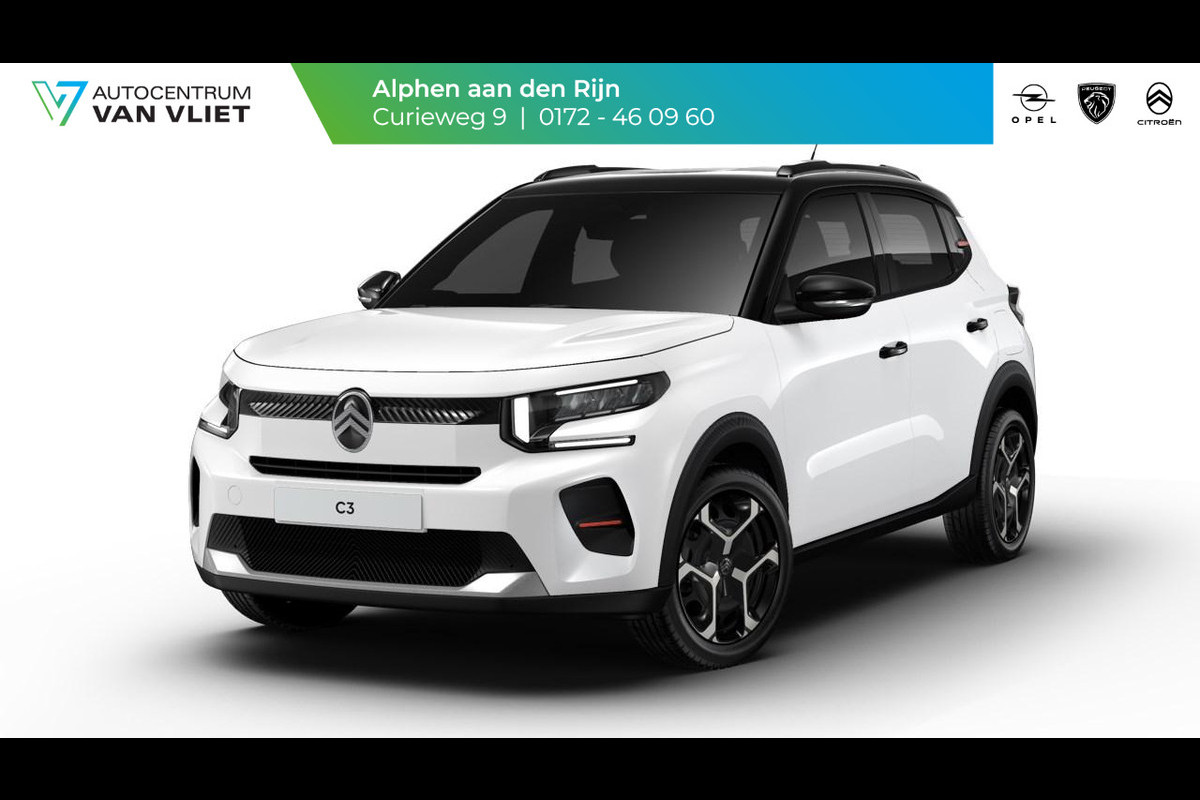 Citroën C3 1.2 Turbo You + Pack PLUS | Zwart dak | 17" Stalen velgen | Draadloos Apple Carplay & Android Auto | DAB+ | Nieuw model!