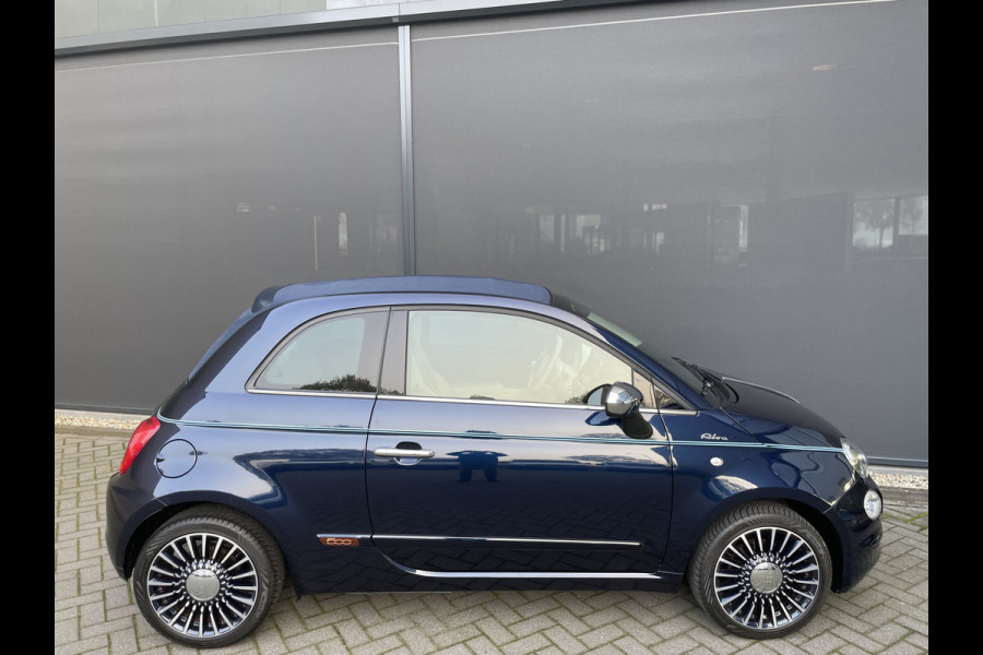 Fiat 500C Cabrio 0.9 TwinAir Turbo Riva Speciale unieke uitvoering! met E-Bedienbare kap / Int. met houtafwerking 105 pk Clim. control - ParkS-A - Navi - U-con. - Radio/USB/AUX/TEL/Blueth. - MFL-Stuurwiel - ML - LMV - L-Bekl. - CD+AB - Ramen E-VZ - Spiegels E-V=VW - B-Assist