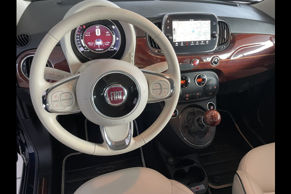 Fiat 500C Cabrio 0.9 TwinAir Turbo Riva Speciale unieke uitvoering! met E-Bedienbare kap / Int. met houtafwerking 105 pk Clim. control - ParkS-A - Navi - U-con. - Radio/USB/AUX/TEL/Blueth. - MFL-Stuurwiel - ML - LMV - L-Bekl. - CD+AB - Ramen E-VZ - Spiegels E-V=VW - B-Assist