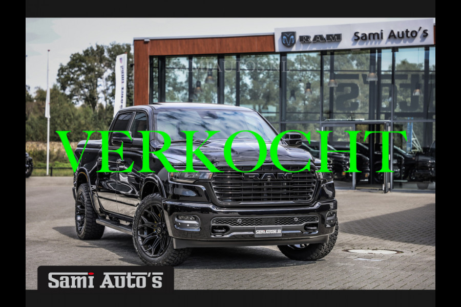 Dodge Ram PREMIUM NIGHT 2025 | BOM VOL + 14.4 INCH SCHERM BOM VOL | LUCHTVERING | HUD | HURRICAN 420PK 636 Nm TWIN TURBO | PRIJS MET LPG E DUBBELE CABINE | PICK UP | 5 PERSOONS | DC | GRIJSKENTEKEN | VOORRAAD NR 2228 - 7653