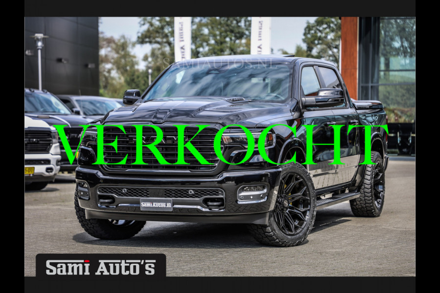 Dodge Ram PREMIUM NIGHT 2025 | BOM VOL + 14.4 INCH SCHERM BOM VOL | LUCHTVERING | HUD | HURRICAN 420PK 636 Nm TWIN TURBO | PRIJS MET LPG E DUBBELE CABINE | PICK UP | 5 PERSOONS | DC | GRIJSKENTEKEN | VOORRAAD NR 2228 - 7653