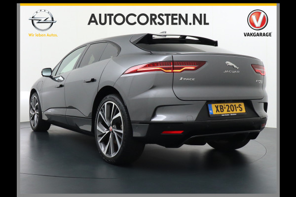 Jaguar I-PACE EV400 HSE NEW BATTERY! 90 kWh 400pk 4WD Active -Air-Suspension Gekoelde-Elektr.Leer-Sport-Comfort-stoel Pano.dak VirtualCockpit  Adaptive Dynamics Adaptive Surface Response actieve luchtvering! Head-up Display Meridan Surround Sound (825Watt!) Verwarmde Stuur Voorruit+Sproeiers Hill-Hold 4x4 AWD(4) wiel aandrijving Luchtvering Zwarte-Hemel Snelladen 104kw DC p/uur en thuisladen 1 fase max 7,4kw/uur bij 32a (of 3x16A omzetten naar 1x32A via de Ratio EV Transformer Charger zond