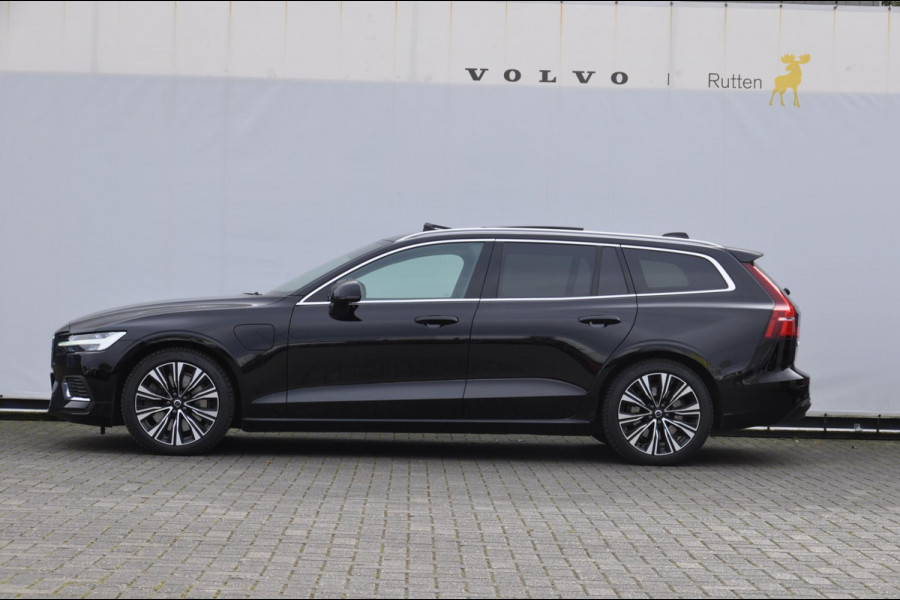 Volvo V60 T6 350pk Autmomaat Recharge AWD Plus Bright Pilot assist / Adaptive cruise control / Elektrische achterklep / Panoramadak / Keyless entry / Google services / Lederen bekleding /