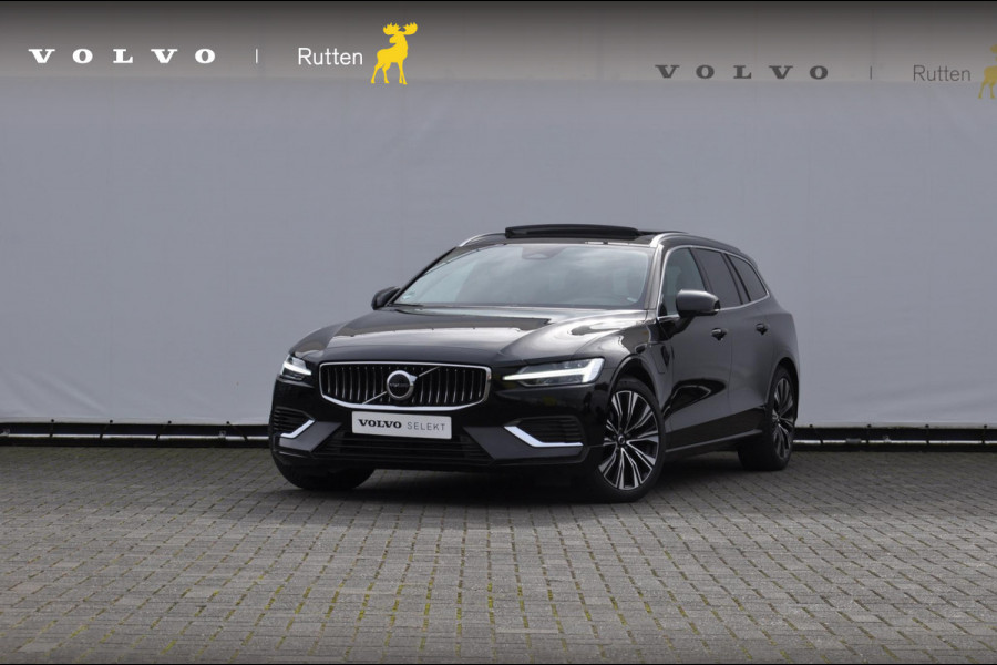 Volvo V60 T6 350pk Autmomaat Recharge AWD Plus Bright Pilot assist / Adaptive cruise control / Elektrische achterklep / Panoramadak / Keyless entry / Google services / Lederen bekleding /