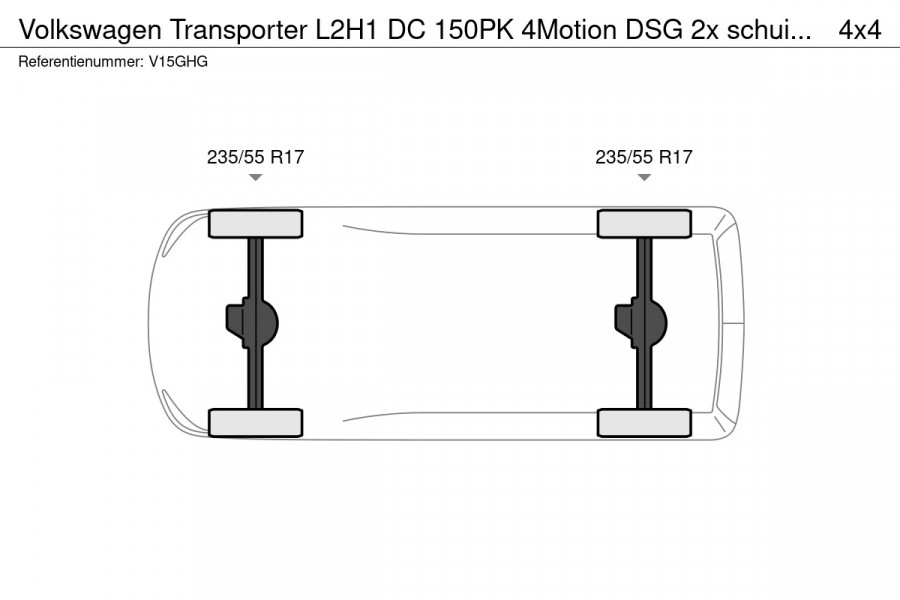 Volkswagen Transporter L2H1 DC 150PK 4Motion DSG 2x schuifdeur