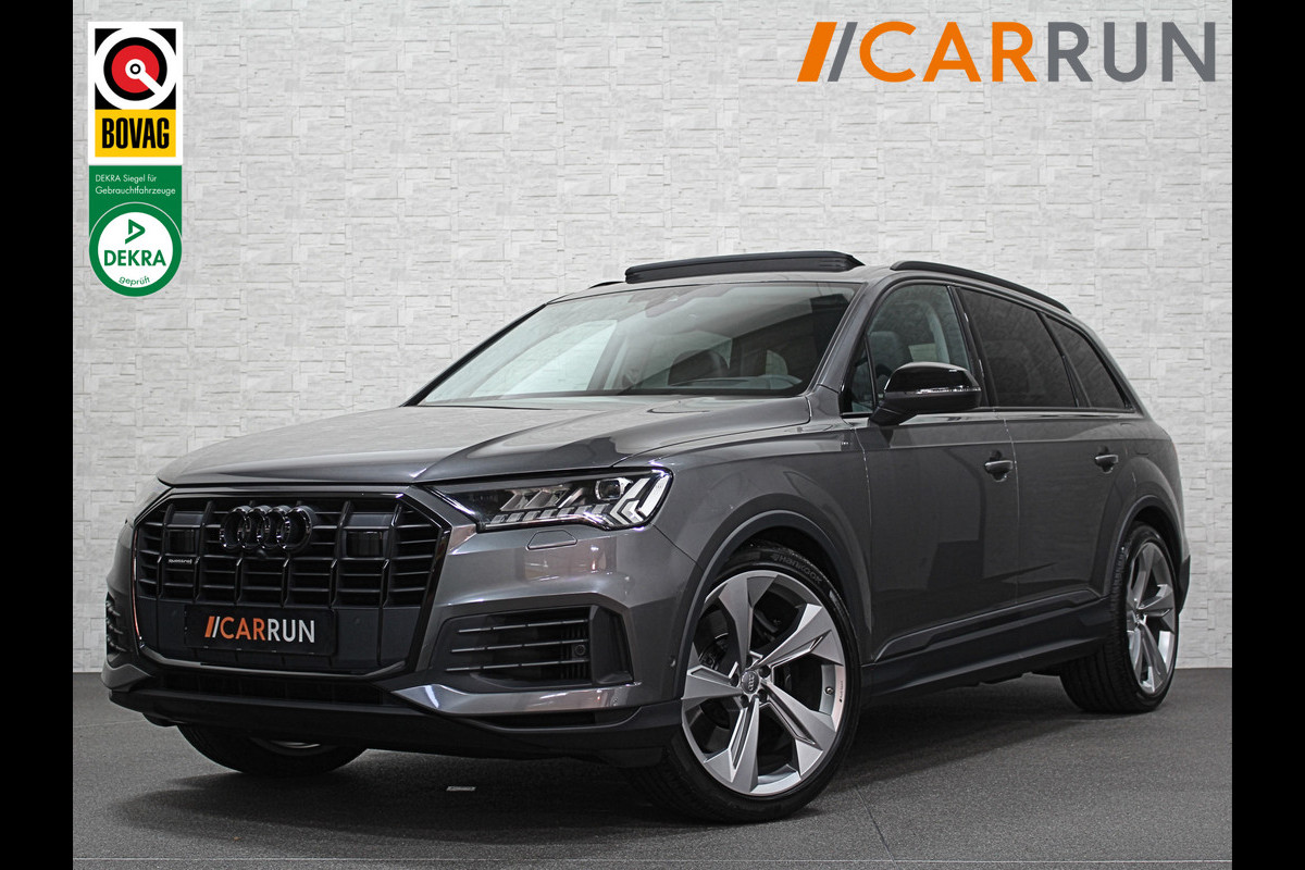 Audi Q7 55 TFSI e Quattro | ACC | Panorama | Massage | Stoelventilatie | Head-Up | Luchtvering | Trekhaak | LED-Matrix | Memory | Leder | Standkachel | Dodehoek | Camera | Draadloos Laden | Virtual Cockpit |