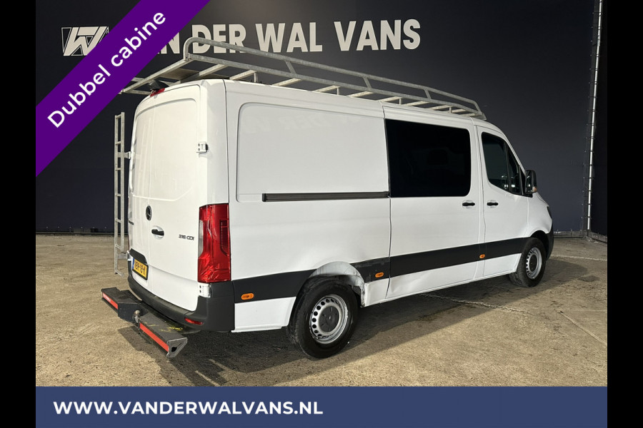 Mercedes-Benz Sprinter 316 CDI 164pk Automaat L2H1 Dubbele cabine Euro6 Airco | XXL Multimediascherm | 5-Zits | Cruisecontrol, camera, navigatie, trekhaak, imperiaal, chauffeursstoel, trap,