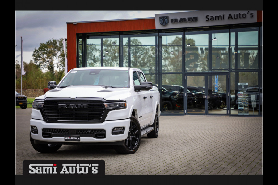 Dodge Ram PREMIUM NIGHT 2025 | BOM VOL + 14.4 INCH SCHERM BOM VOL | LUCHTVERING | HUD | HURRICAN 420PK 636 Nm TWIN TURBO | PRIJS MET LPG E DUBBELE CABINE | PICK UP | 5 PERSOONS | DC | GRIJSKENTEKEN | PW7 BRIGHT WHITE | VOORRAAD NR 2230 - 8765