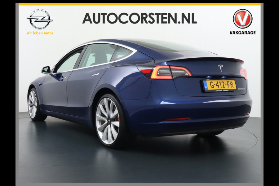 Tesla Model 3 Performance AWD 513pk 0-100 3,4 sec. 20" FSD-vb. AutoPilot Carbon Spoiler Premium-HiFi Pano.dak Camera Leer Adaptive-Cruise+Stop 4wd Rode Remklauwen Carbon-Spoiler Premium Audio Veel grip door 4WD vierwielaandrijving.  Origineel Nederlandse auto ! 1e eigenaar 69250 nieuw