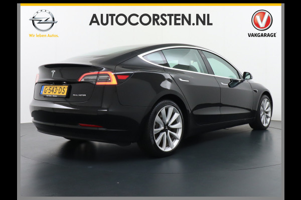 Tesla Model 3 Long Range 75 kWh 19" 463PK FSD-vb. Premium-Audio 4WD AutoPilot Pano.dak Camera Leer Adaptive-Cruise+Stop&Go  PDC-A+Voor Wifi Ec Veel grip door AWD vierwielaandrijving.  Origineel Nederlandse auto ! 1e Eigenaar grootste accu ! tot 16,5 kwh thuis laden, 120kw/h snelladen per uur ! Zeer Compleet 61.000 nieuw