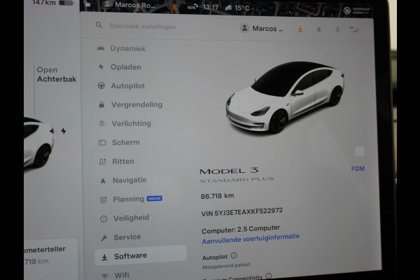 Tesla Model 3 SR+60kWh 325PK AutoPilot FSD.vb Premium-Luidsprekers Leer PanoDak Adaptive cruise 18" Camera's Elektr.-Stuur+Stoelen+Spiegels+Ge Ecc Navigatiesysteem full map LED-a+v Comfortstoel(en) ACC Dual-ECC DAB Voorverwarmen interieur via App Keyless via Telefoonsleutel One-Pedal-Drive