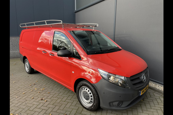 Mercedes-Benz Vito 114 CDI Extra Lang Airco - Cruise control - Navi full map - A-uitrijcamera - MF-Lederen stuurwiel - Trekhaak - Lendesteun - Bedrijfswageninrichting Sortimo - Zijschuifd.R - Tussenschot V - Imperial met trap