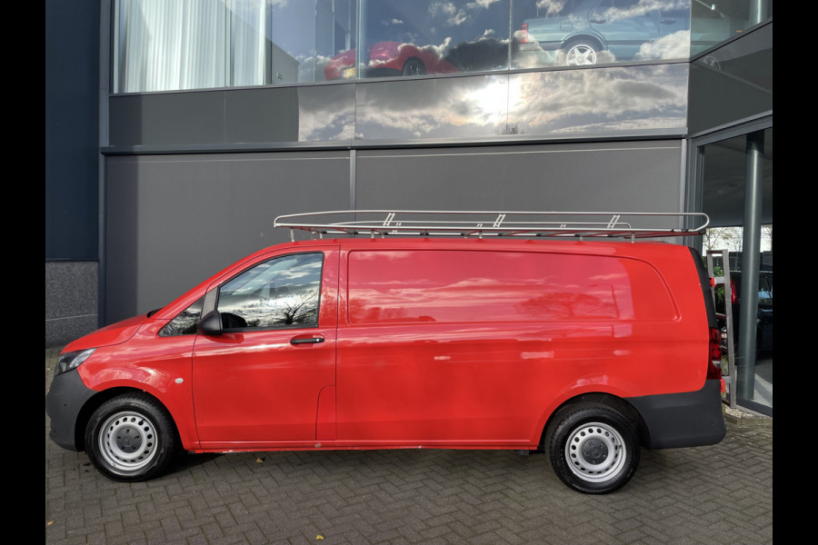 Mercedes-Benz Vito 114 CDI Extra Lang Airco - Cruise control - Navi full map - A-uitrijcamera - MF-Lederen stuurwiel - Trekhaak - Lendesteun - Bedrijfswageninrichting Sortimo - Zijschuifd.R - Tussenschot V - Imperial met trap