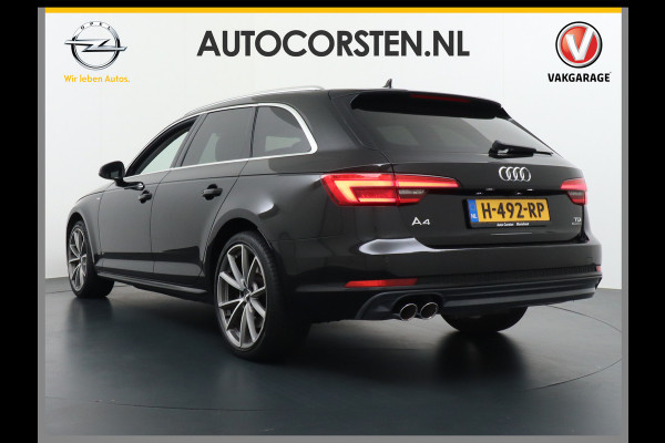 Audi A4 Avant 3.0 TDI 272pk/600Nm AUT-8 Sport S-line Quattro Camera Adaptive-Cruise Audi-Connect MMI-Navi Matrix-LED 19" PDC-a+v Verkeer Kofferbakklep autom SCR Sportonderstel Spoorassistent Keyless-Start Sportstoelen+Leer/Alcantara+Verwarmd Wegrijassistent Connectivity pakket glanspakket S-line Audi music interface Assistentiepakket 'Tour' Exter-pakket Licht- en regensensor Voetgangersbescherming NP ruim 80.000!! EURO6 1900kg tr