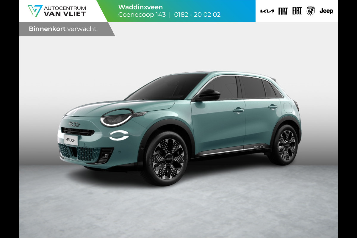 Fiat 600E La Prima 54 kWh | Clima | Adapt. Cruise | Camera | BSM | 18" | Stoelverwarming | Apple Carplay | Elektr. A-Klep