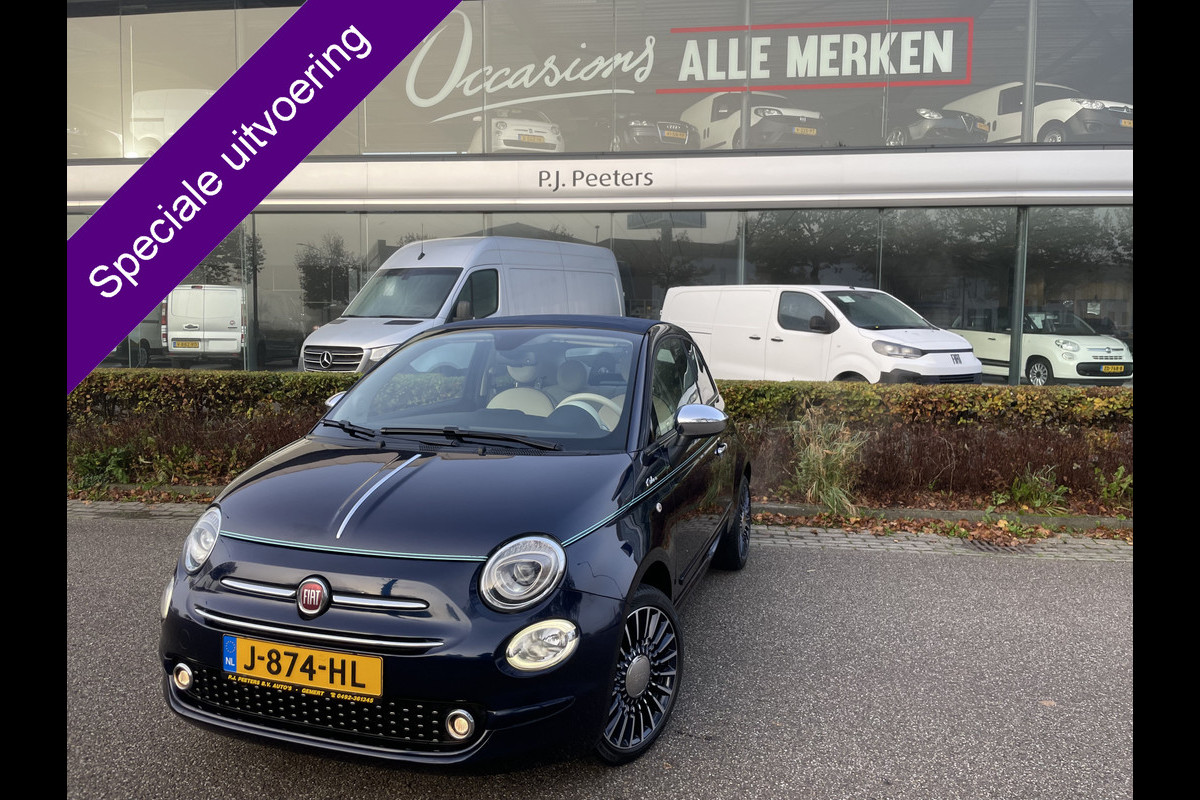 Fiat 500C Cabrio 0.9 TwinAir Turbo Riva Speciale unieke uitvoering! met E-Bedienbare kap / Int. met houtafwerking 105 pk Clim. control - ParkS-A - Navi - U-con. - Radio/USB/AUX/TEL/Blueth. - MFL-Stuurwiel - ML - LMV - L-Bekl. - CD+AB - Ramen E-VZ - Spiegels E-V=VW - B-Assist