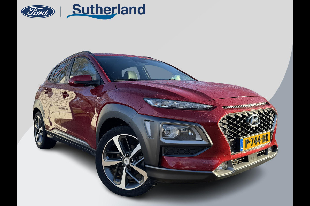 Hyundai Kona 1.0 T-GDI Premium 120pk Trekhaak | Dodehoeksensoren | Volledig Leder | Navigatie | Stoelverwarming | LED Koplampen | Achteruitrijcamera