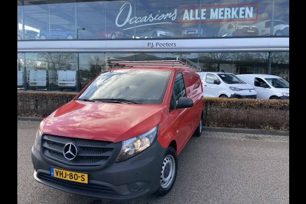 Mercedes-Benz Vito 114 CDI Extra Lang Airco - Cruise control - Navi full map - A-uitrijcamera - MF-Lederen stuurwiel - Trekhaak - Lendesteun - Bedrijfswageninrichting Sortimo - Zijschuifd.R - Tussenschot V - Imperial met trap