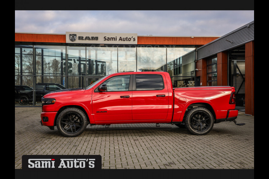 Dodge Ram PREMIUM NIGHT 2025 | HURRICAN 420PK 636 Nm | BOM VOL + 14.4 INCH SCHERM + LUCHTVERING + HUD | PRIJS MET LPG EN COVER EN GARANTIE DUBBELE CABINE | PICK UP | 5 PERSOONS | DC | GRIJSKENTEKEN | PR4 FLAME RED | VOORRAAD NR 2226 - 4993