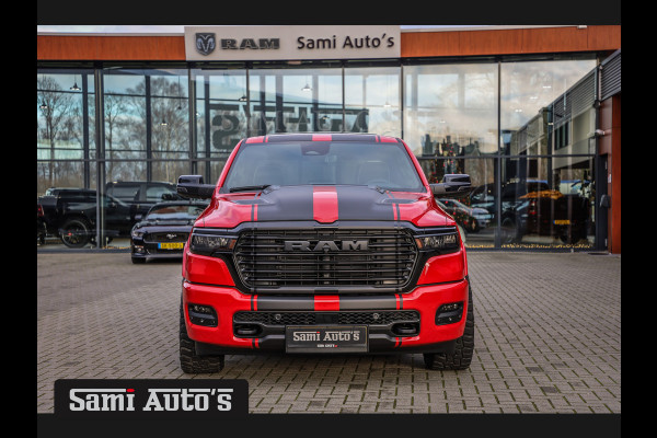 Dodge Ram PREMIUM NIGHT 2025 | HURRICAN 420PK 636 Nm | BOM VOL + 14.4 INCH SCHERM + LUCHTVERING + HUD | PRIJS MET LPG EN COVER EN GARANTIE DUBBELE CABINE | PICK UP | 5 PERSOONS | DC | GRIJSKENTEKEN | PR4 FLAME RED | VOORRAAD NR 2226 - 4993