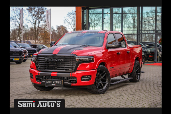 Dodge Ram PREMIUM NIGHT 2025 | HURRICAN 420PK 636 Nm | BOM VOL + 14.4 INCH SCHERM + LUCHTVERING + HUD | PRIJS MET LPG EN COVER EN GARANTIE DUBBELE CABINE | PICK UP | 5 PERSOONS | DC | GRIJSKENTEKEN | PR4 FLAME RED | VOORRAAD NR 2226 - 4993