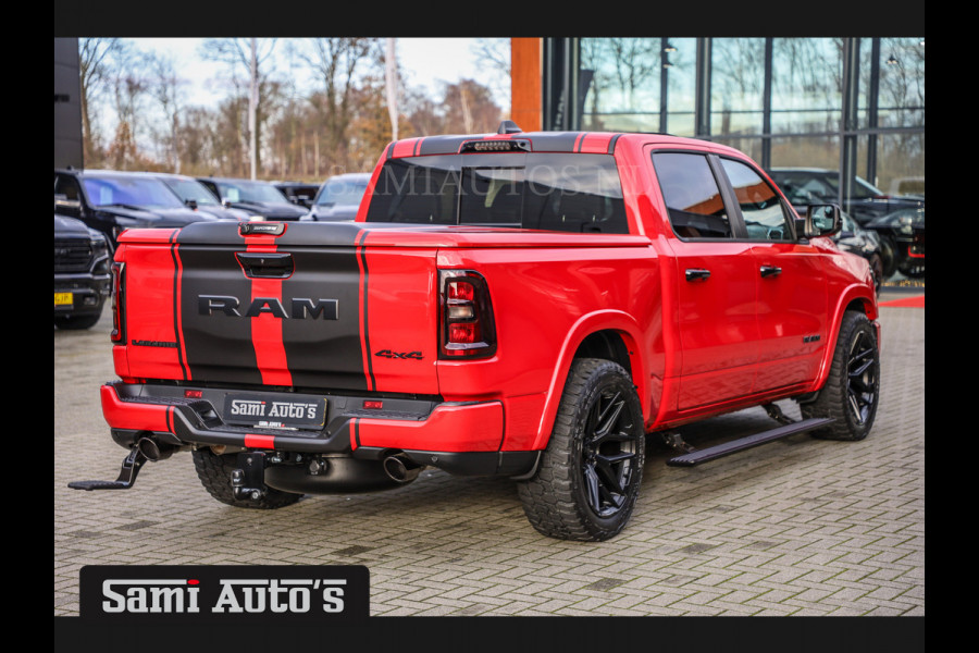 Dodge Ram PREMIUM NIGHT 2025 | HURRICAN 420PK 636 Nm | BOM VOL + 14.4 INCH SCHERM + LUCHTVERING + HUD | PRIJS MET LPG EN COVER EN GARANTIE DUBBELE CABINE | PICK UP | 5 PERSOONS | DC | GRIJSKENTEKEN | PR4 FLAME RED | VOORRAAD NR 2226 - 4993