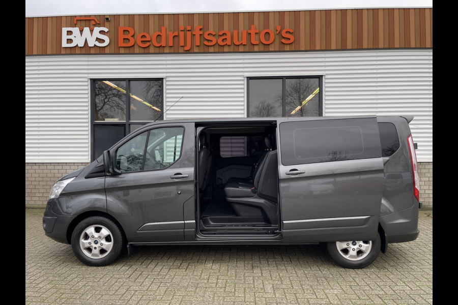 Ford Transit Custom 290 2.0 TDCI 130pk L2H1 Limited DC 5 persoons / vaste prijs rijklaar € 20.950 ex btw / lease vanaf € 375 / airco / cruise / navi / magnetic grijs metallic / trekhaak 2800 kg !