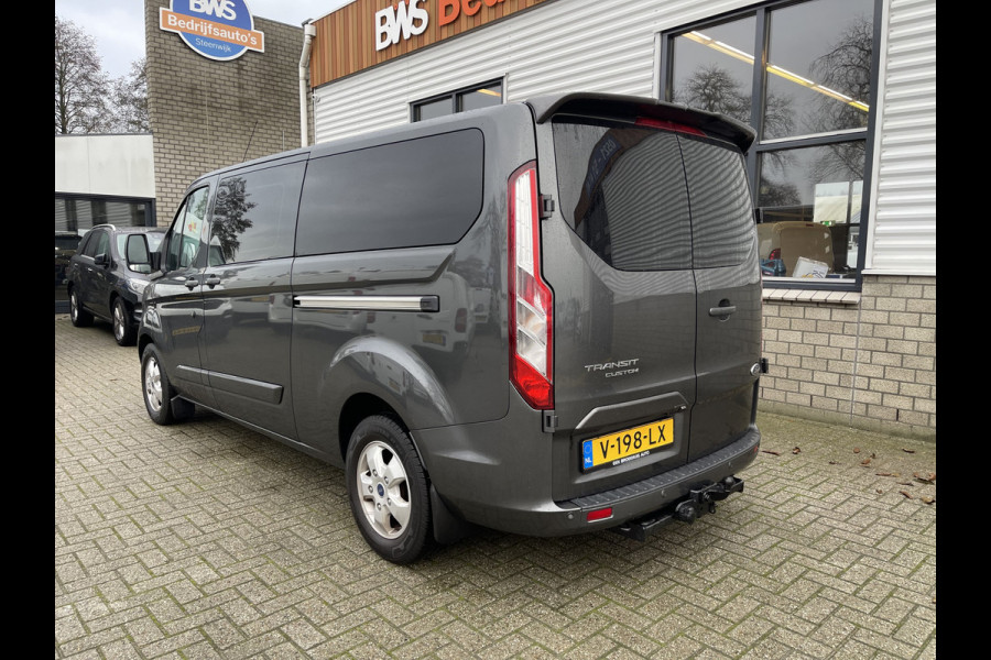 Ford Transit Custom 290 2.0 TDCI 130pk L2H1 Limited DC 5 persoons / vaste prijs rijklaar € 20.950 ex btw / lease vanaf € 375 / airco / cruise / navi / magnetic grijs metallic / trekhaak 2800 kg !