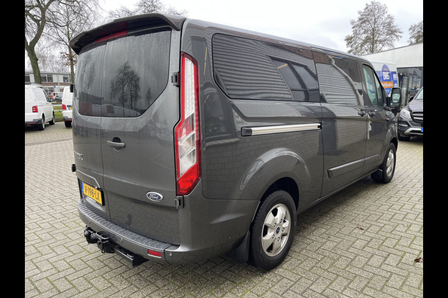 Ford Transit Custom 290 2.0 TDCI 130pk L2H1 Limited DC 5 persoons / vaste prijs rijklaar € 20.950 ex btw / lease vanaf € 375 / airco / cruise / navi / magnetic grijs metallic / trekhaak 2800 kg !