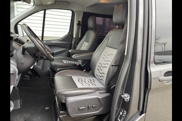 Ford Transit Custom 290 2.0 TDCI 130pk L2H1 Limited DC 5 persoons / vaste prijs rijklaar € 20.950 ex btw / lease vanaf € 375 / airco / cruise / navi / magnetic grijs metallic / trekhaak 2800 kg !