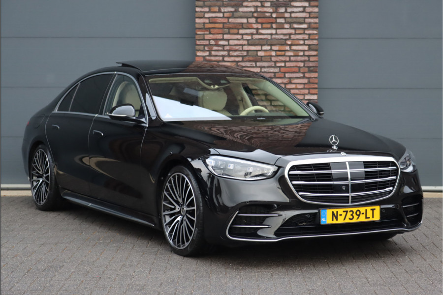 Mercedes-Benz S-Klasse 500 4MATIC Lang AMG Line Aut9 | Luchtvering | Distronic+ | Memory | Burmester | Stoelventilatie V+A | Massage V+A |Schermen Achter | Nappa Leder | 3D-Display | Verwarmd Stuurwiel | Vlakkenverwarming | Standkachel |