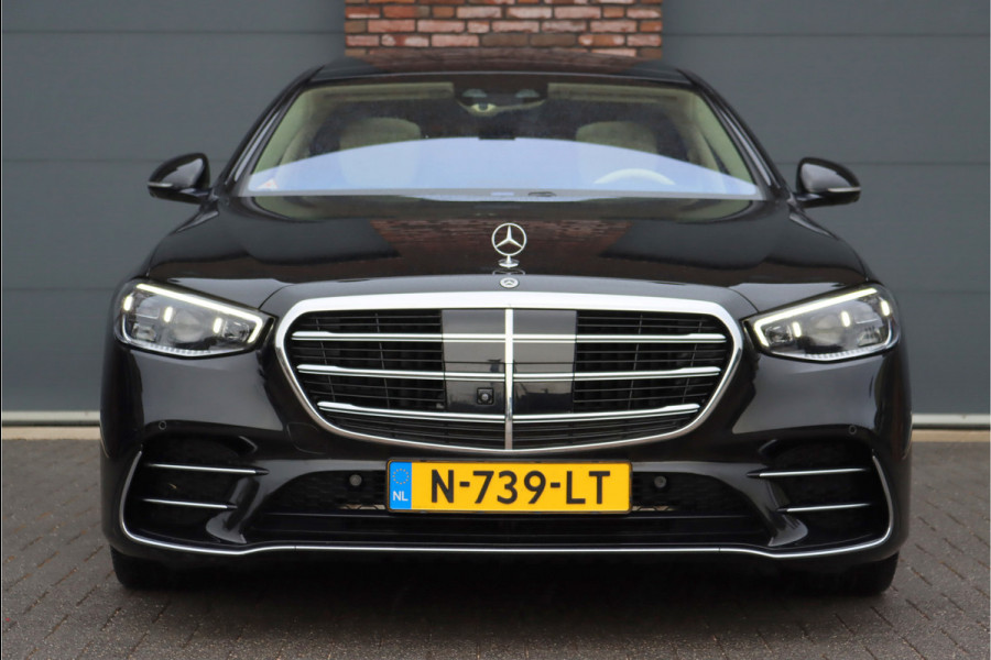 Mercedes-Benz S-Klasse 500 4MATIC Lang AMG Line Aut9 | Luchtvering | Distronic+ | Memory | Burmester | Stoelventilatie V+A | Massage V+A |Schermen Achter | Nappa Leder | 3D-Display | Verwarmd Stuurwiel | Vlakkenverwarming | Standkachel |